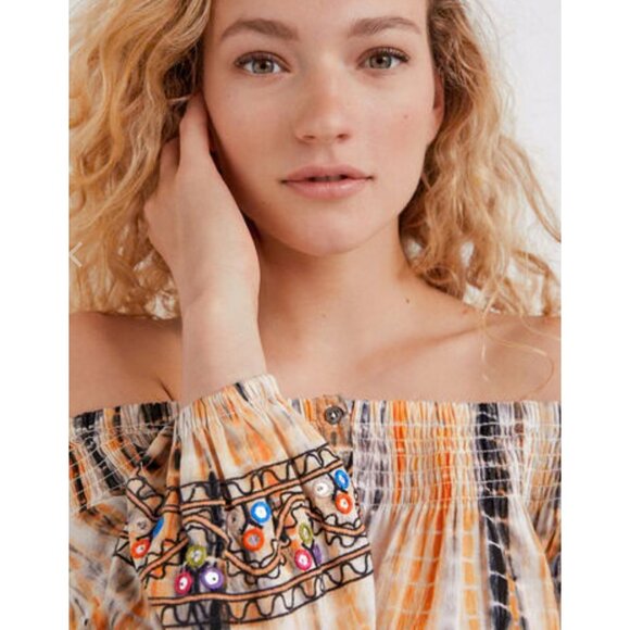 Desigual Ambar Boatneck Blouse Off Shoulder Smock Embroidered Boho L Boho $132 - Picture 4 of 14